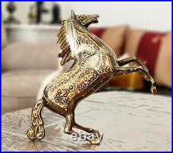 Dotted Horse Hind Legs Shape Gold Style Handmade Brass Figure Statue Decoration