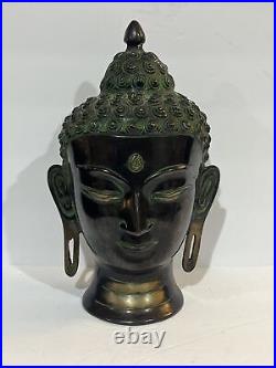 Drazzling Buddha Head Bronze Brass Bust Statue Hand Carved Buddha 12 T