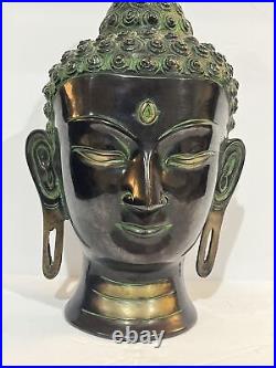 Drazzling Buddha Head Bronze Brass Bust Statue Hand Carved Buddha 12 T