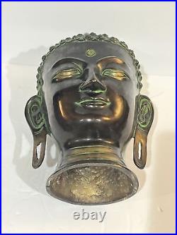 Drazzling Buddha Head Bronze Brass Bust Statue Hand Carved Buddha 12 T
