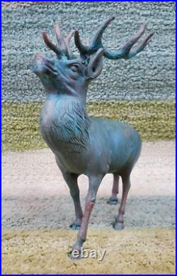 Exceptional Vintage Antique Bronze Brass Stag Cast Figurine Sculpture Statue