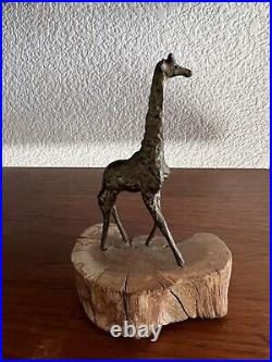Giraffe Bronze Brass Metal Figure Sculpture Statue Mcm Era