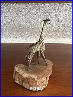 Giraffe Bronze Brass Metal Figure Sculpture Statue Mcm Era