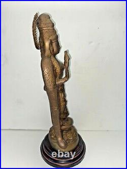 Goddess Sri Andal Brass Bronze Figure Hindu Statue Indian Deity 15 1/2 Tall
