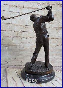 Golfer Bronze. Brass Statue Figure Sculpture Swinging Golf Club 9 Vintage Sale