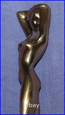 Hand made modernist brass artwork statuette with marble base