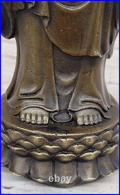 Handmade Bronze Brass Buddha Statue Meditating On Lotus Base Figurine Hand Made