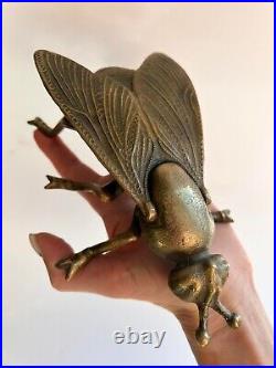Heavy Vintage Ashtray Fly USSR Collectible Bronze Brass Figure Statue Marked Old