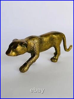 Heavy Vintage Bronze Brass Statue Animal Panther Home Decor Solid Beautiful Art