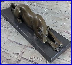 LARGE RARE bronze brass Greyhound Whippet Dog statue unique vintage sculpture
