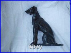 Large Rare Bronze Brass Greyhound Whippet Dog Statue Vintage Sculpture 11 x 8