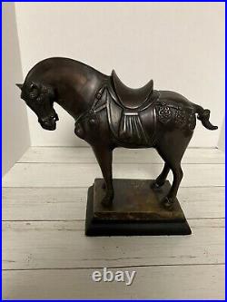 Large Tang Dynasty Style Warhorse Metal Horse Statue Figure Bronze Brass