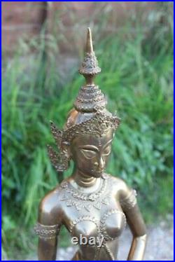 Large Vintage Antique Brass Bronze Thai Teppanom Angel Dancer Statue Sculpture