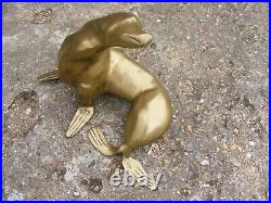 Large Vintage Antique Solid Brass Bronze Seal Sea Lion Ornament Figurine Statue