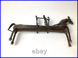 Late 19th century Tribal India Dhokra Art Brass 2 Villagers On Horse Rare