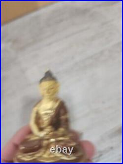 Lot Of 3 Buddha Dharmachakra Mudra 3 Statue Buddhist Vintage Brass Bronze