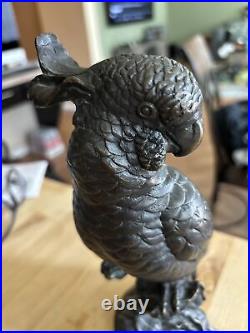 Lovely Statue 9 Brass / Bronze Parrott Sitting 1 Claw up Great Detail & Finish