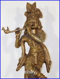 MASSIVE Vintage Solid Brass or Bronze Standing Flute Playing Shiva Statue