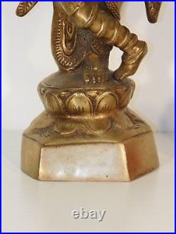 MASSIVE Vintage Solid Brass or Bronze Standing Flute Playing Shiva Statue