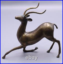 MCM Bronze Brass Gazelle Antelope Impala Deer Statue curved Antlers