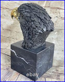 Marked Chinese Fengshui Bronze Brass eagle king of birds Hawk Head Bust Figure