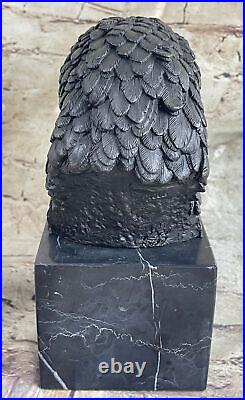 Marked Chinese Fengshui Bronze Brass eagle king of birds Hawk Head Bust Figure