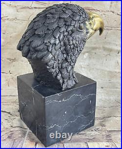 Marked Chinese Fengshui Bronze Brass eagle king of birds Hawk Head Bust Figure