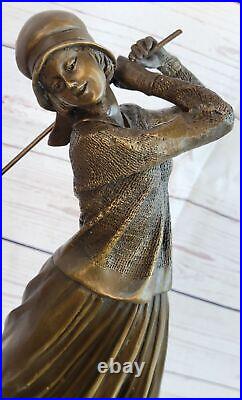 Mid Century Brass Bronze Female Lady Golfer Statue Figurine 19 Abstract figure