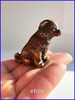 Miniature Antique Bronze Brass Figure Statue Dog Collectible