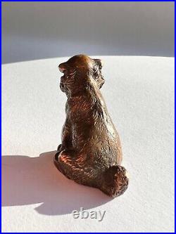 Miniature Antique Bronze Brass Figure Statue Dog Collectible