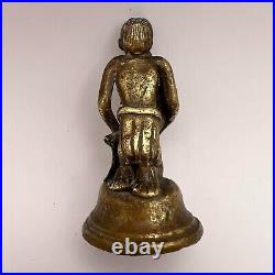 Miniature Antique Cast Bronze Brass Decor Figure Statue Woman & Child Primitive
