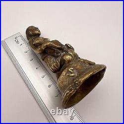 Miniature Antique Cast Bronze Brass Decor Figure Statue Woman & Child Primitive