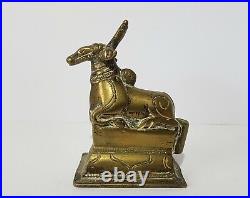 Old Antique Brass or Bronze Nandi Bull Figure Hindu Indian 18th 19th Century