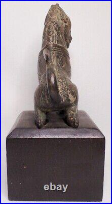 Old Antique Chinese Engraved Bronze/brass Shishi Foo Dog Lion Sculpture Statue