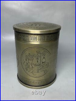 Old Chinese White Bronze Dynasty brass HandMade Box Pot Sculpture