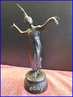 Old Vintage Brass Bronze Thai Siam Asian Dancer Statue Sculpture Figure 10