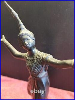 Old Vintage Brass Bronze Thai Siam Asian Dancer Statue Sculpture Figure 10