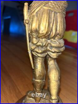PAIR Vintage Brass / Bronze Soldier Statue Sculptures On Copper Base 17 1/2 In