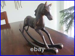Painted Bronze Or Brass Rocking Pony Horse, Black Rocker Pony Toy Statue