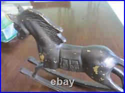Painted Bronze Or Brass Rocking Pony Horse, Black Rocker Pony Toy Statue