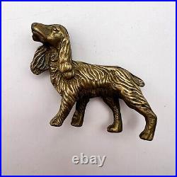 Pair Miniature Vintage Collectible Bronze Brass Dog Statue Figure Signed Decor #