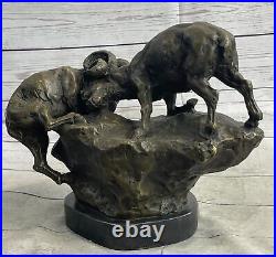 Pair Of Large MID Century Architectural Statues Bronze Or Brass Rams Heads Sale