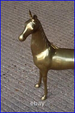 Pair of Large Vintage Solid Brass Bronze Standing Horses Ornaments Statues