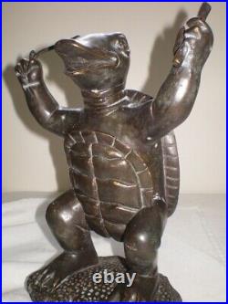 RARE Teenage Mutant Ninja TURTLE 9.5 Brass Bronze Nunchuck Stick Kung Fu Statue