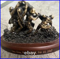 Raising of the Flag on Iwo Jima Bronze Brass Cast Sculpture With Flag