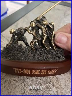 Raising of the Flag on Iwo Jima Bronze Brass Cast Sculpture With Flag