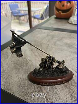 Raising of the Flag on Iwo Jima Bronze Brass Cast Sculpture With Flag