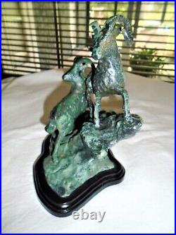Rams Sculpture Bronze Brass Vintage Art Statue Figurine 8 1/2