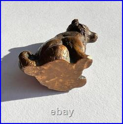 Rare Miniature Antique Bronze Brass Figure Statue Dog Collectible Home Decor