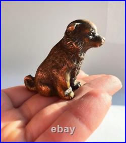 Rare Miniature Antique Bronze Brass Figure Statue Dog Collectible Home Decor